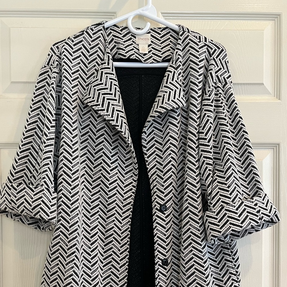 CHICO’S chevron knit jacquard jacket/coat - Picture 5 of 15
